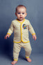 2 Pcs Baby Yellow Cute Animal Cartoon Print Long Sleeve Body Suit, Comfortable Spring And Autumn Outdoor Wear BS6413C